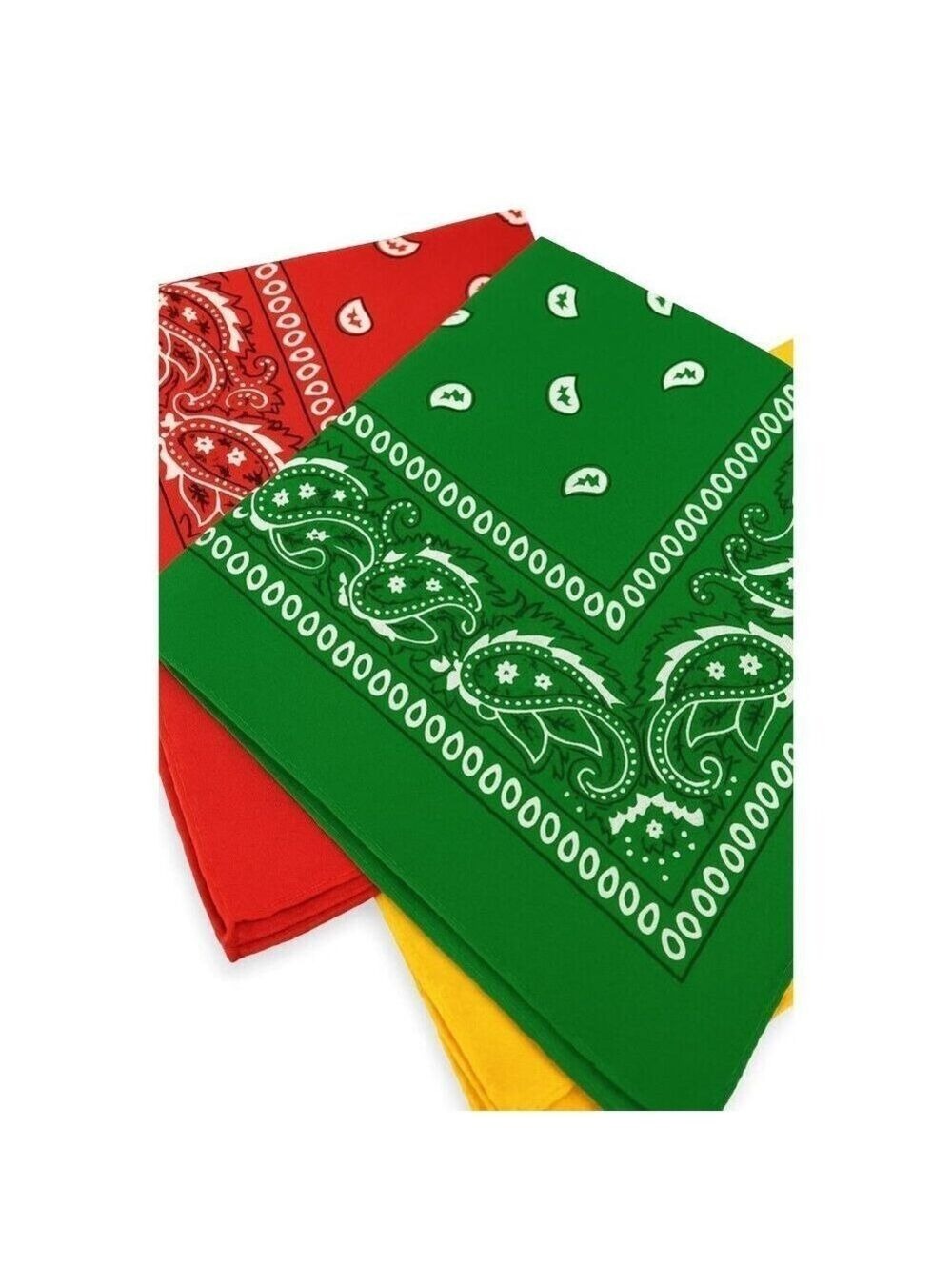 Green Yellow Orange Colorful Bandanas 21x21 Inch Square Western Style Scarves Se